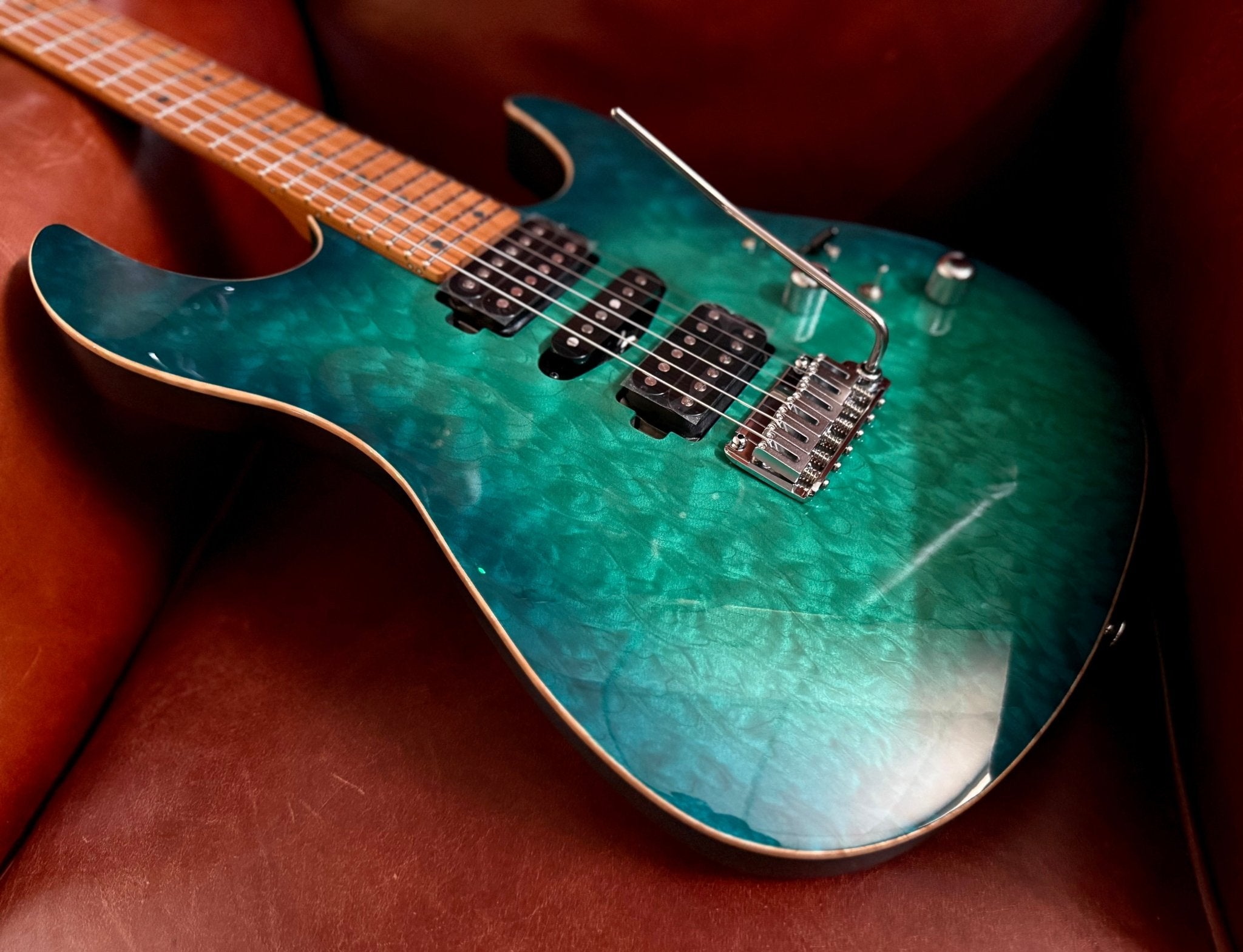 FGN Expert Odyssey, Emerald Ocean Burst Electric Guitar - Richards Guitars Of Stratford Upon Avon