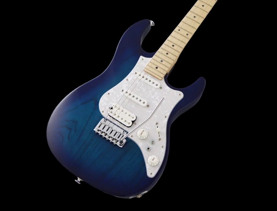 FGN Expert Odyssey, See - Thru Blue Burst Left Handed Electric Guitar - Richards Guitars Of Stratford Upon Avon