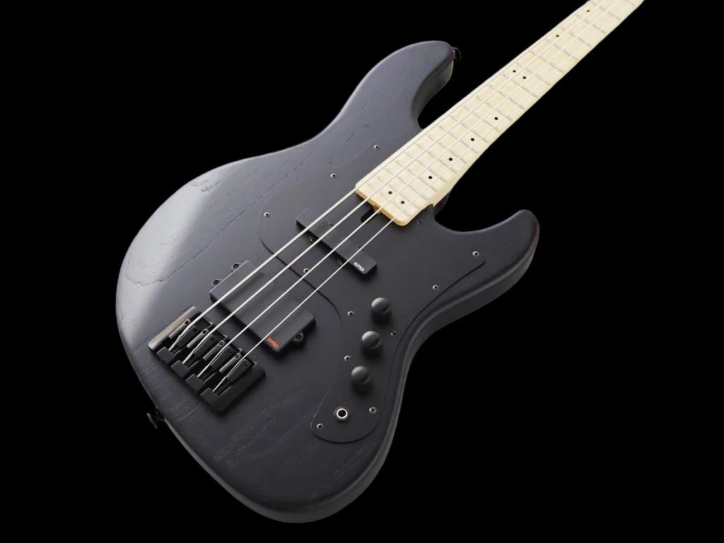 FGN J Standard Mighty Jazz, JMJ3ASHDEM Open Pore Black Bass Guitar - Richards Guitars Of Stratford Upon Avon