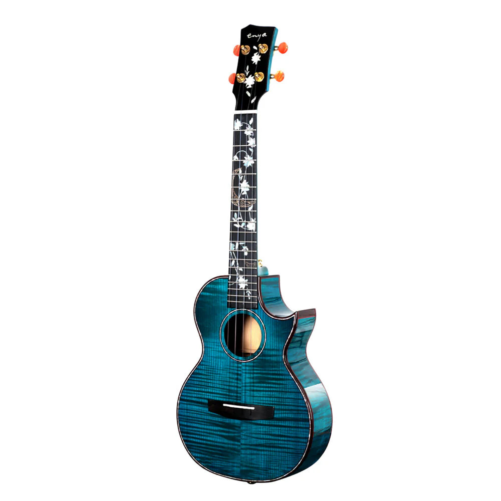 Enya EUT-Flower All solid flame maple, Ukulele for sale at Richards Guitars.