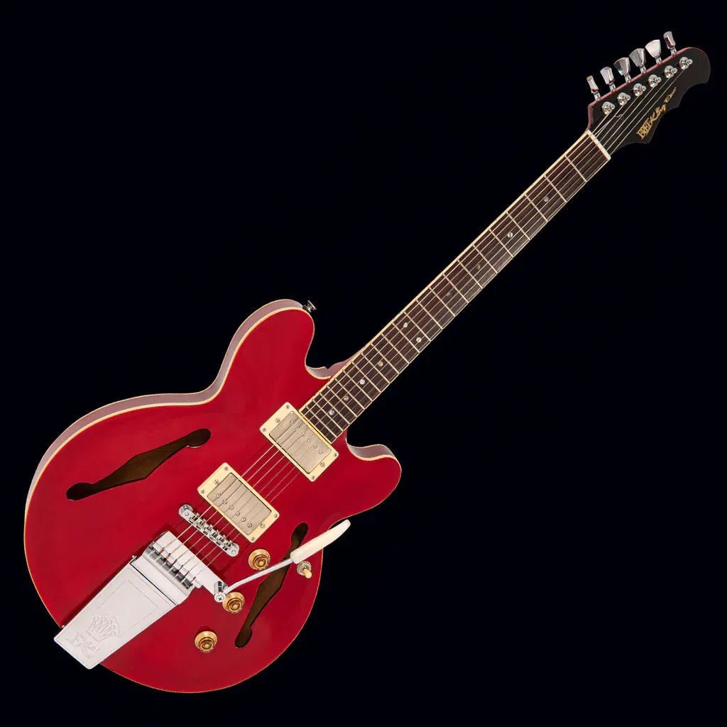 FRET KING ELISE CUSTOM WITH VIBRATO - CHERRY RED (Includes Our £85 Pro Setup Free) - Richards Guitars Of Stratford Upon Avon