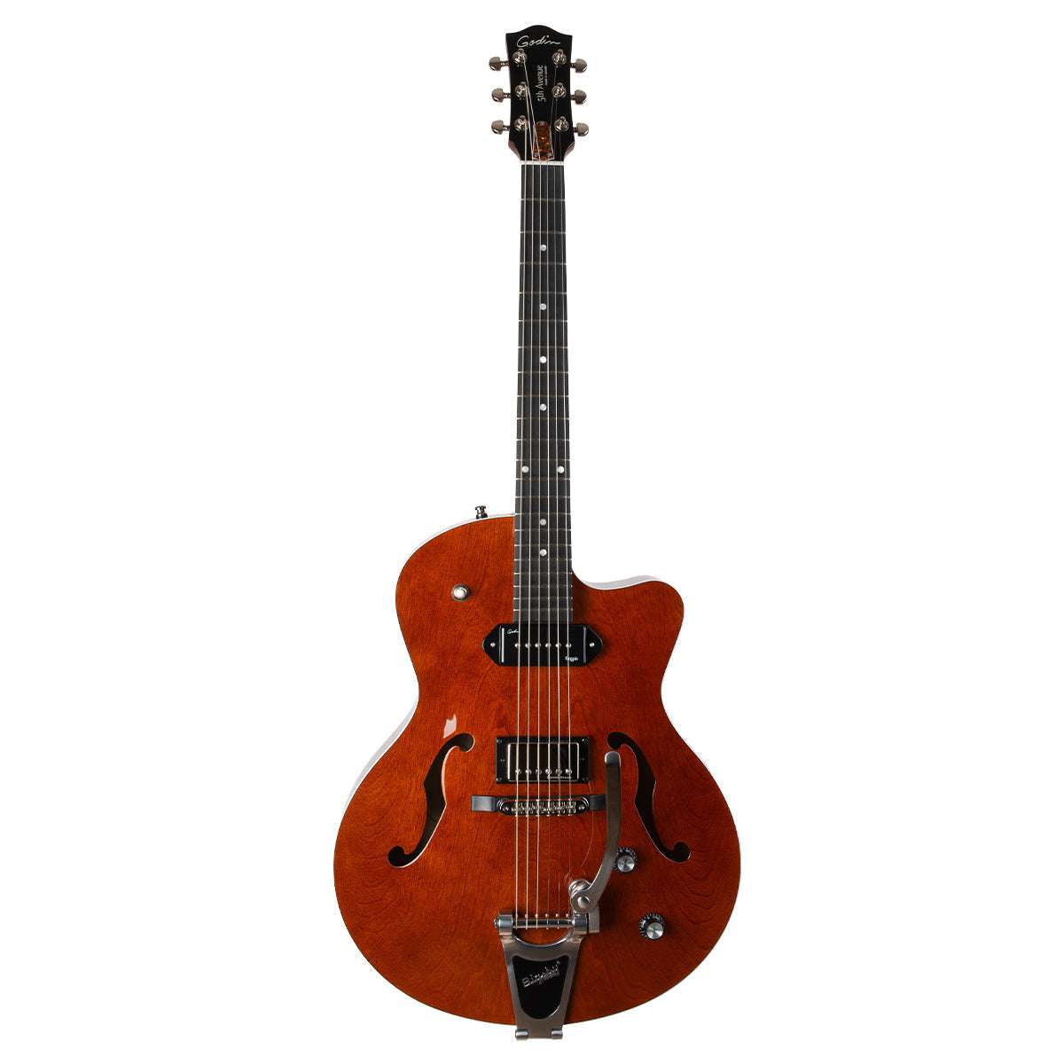 Godin 5th Avenue Semi - Acoustic Guitar ~ Uptown Custom Havana Brown - Richards Guitars Of Stratford Upon Avon