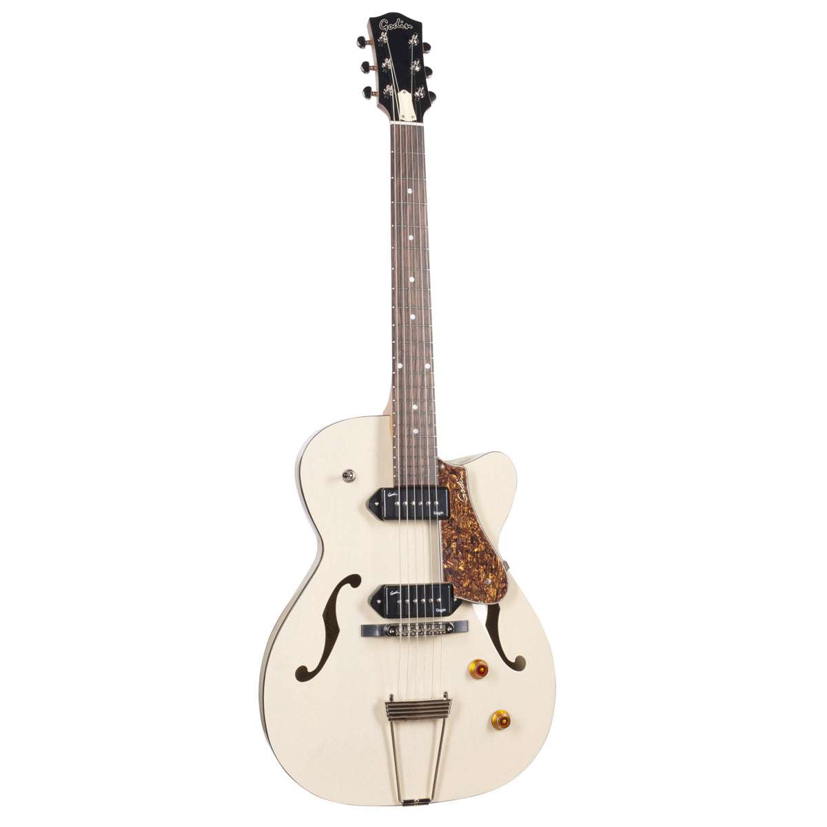 Godin 5th Avenue Thin Line Kingpin P90 Semi - Acoustic Guitar ~ Trans Cream - Richards Guitars Of Stratford Upon Avon