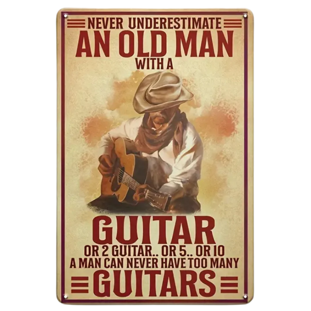 Guitar Wall Art "Never Underestimate An Old Man With A Guitar", Accessory for sale at Richards Guitars.