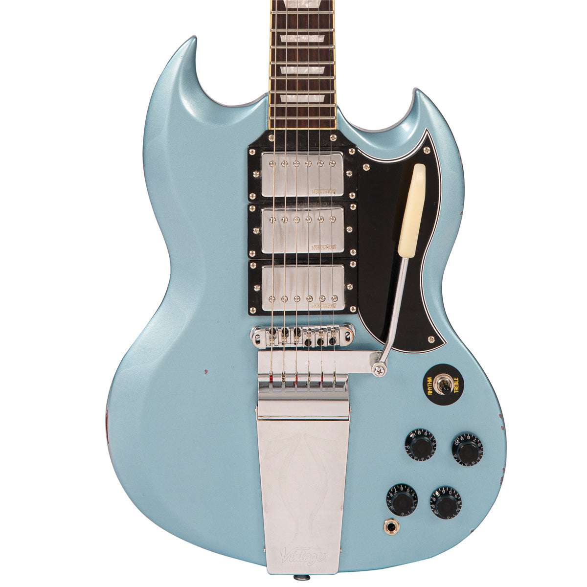 IN BUILD: - Vintage VS63 ProShop Unique ~ Gun Hill Blue - Richards Guitars Of Stratford Upon Avon