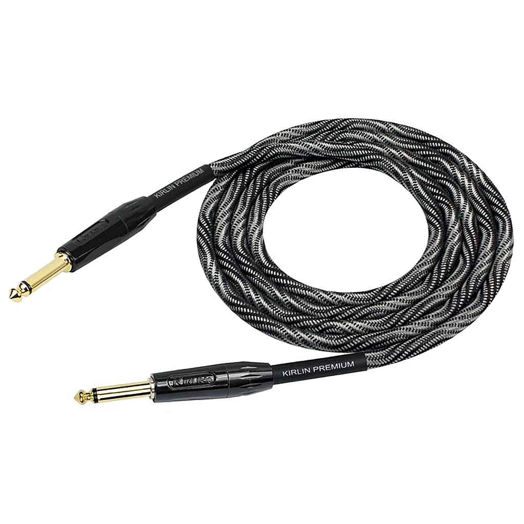 Kirlin Premium Wave Fabric 10' Straight Black Guitar Cable