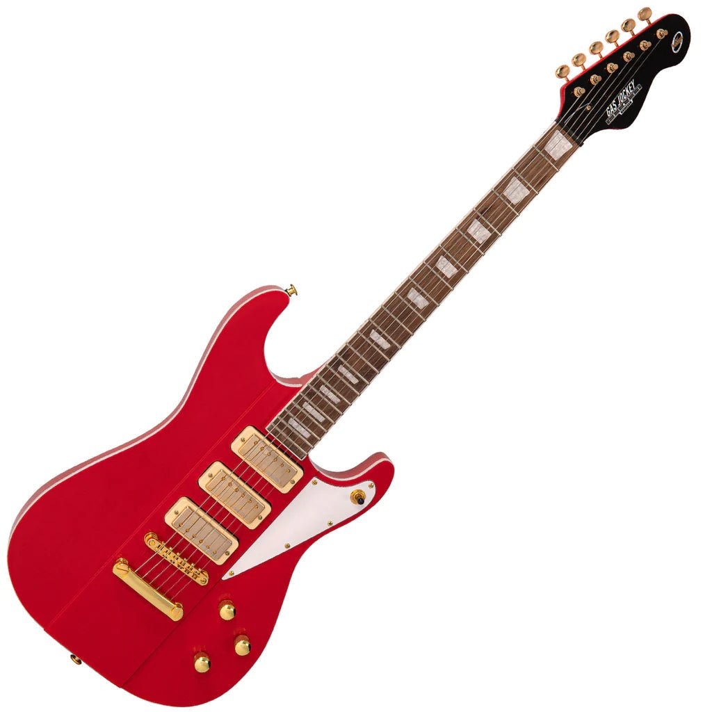 Joe Doe 'Gas Jockey' Electric Guitar by Vintage ~ Gas Pump Red with Case - Richards Guitars Of Stratford Upon Avon