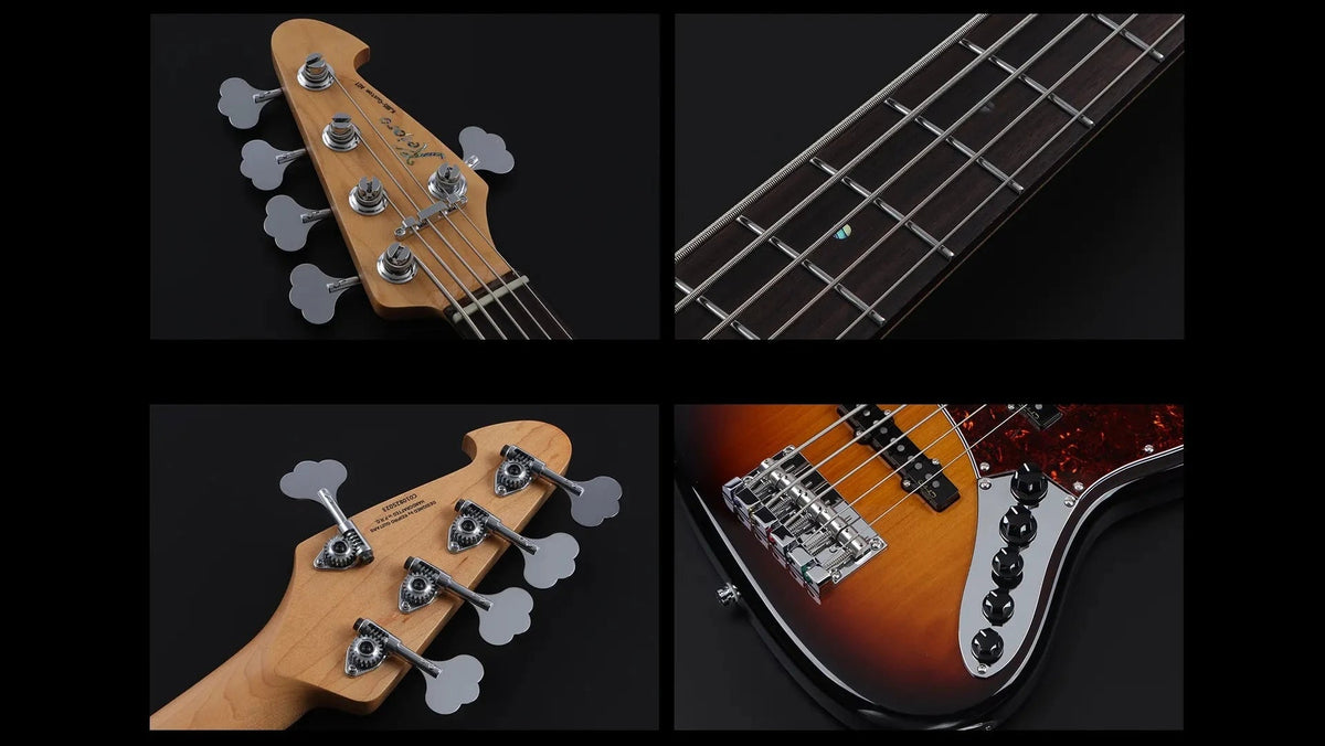 Keipro KJB5-Custom-R Act BK Bass Guitar - Richards Guitars Of Stratford Upon Avon