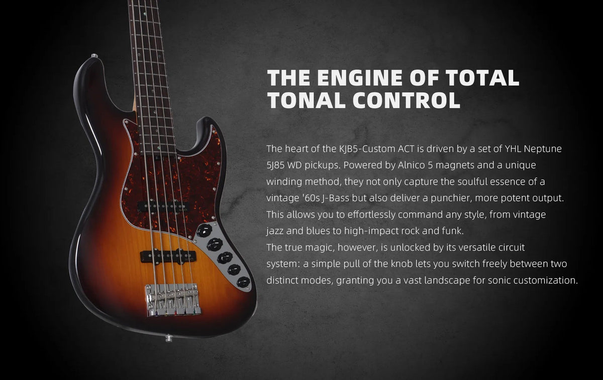 Keipro KJB5-Custom-R Act SB Bass Guitar - Richards Guitars Of Stratford Upon Avon