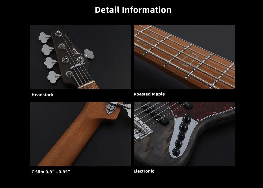 Keipro KJB5-Deluxe Pro Ash-M-Act Bass Guitar - Richards Guitars Of Stratford Upon Avon