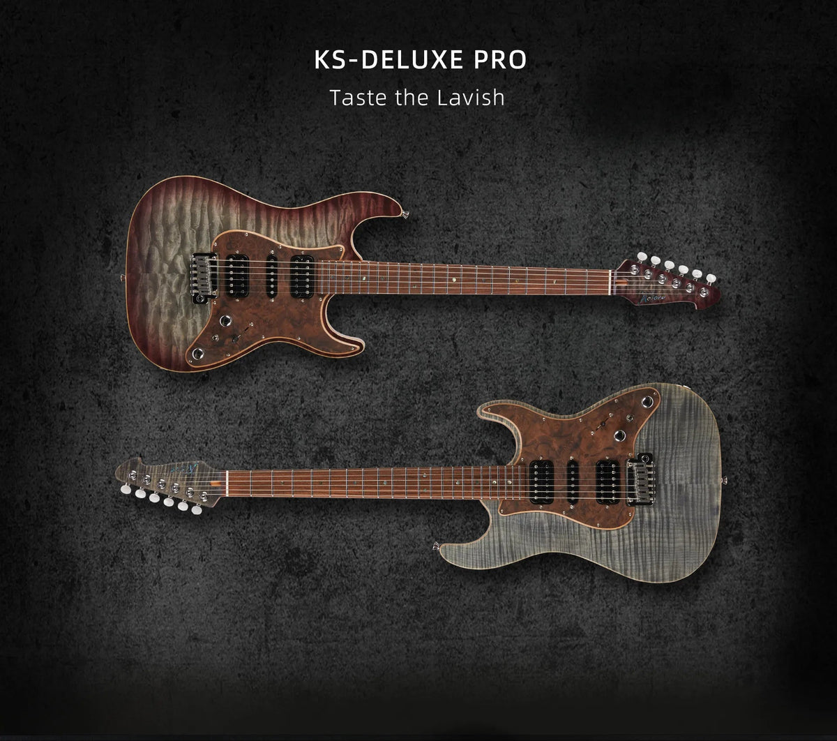 Keipro KS-Deluxe Pro F-TBK Electric Guitar. Beauty & Versatility 101 - Richards Guitars Of Stratford Upon Avon