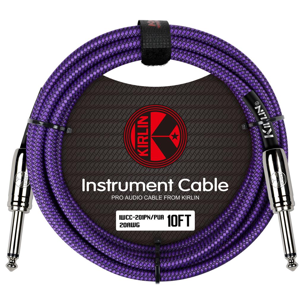 Kirlin Fabric 10' Straight Purple Guitar Cable - Richards Guitars Of Stratford Upon Avon