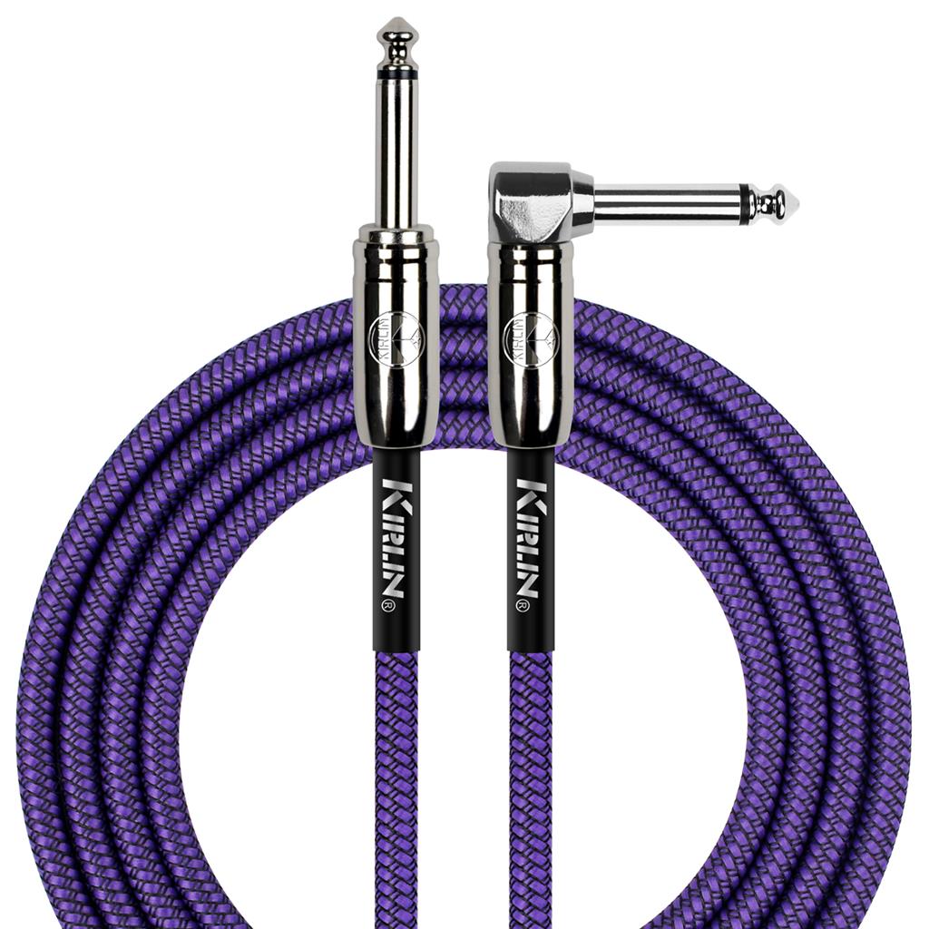 Kirlin Fabric 20' Strt To Angle Purple Guitar Cable - Richards Guitars Of Stratford Upon Avon