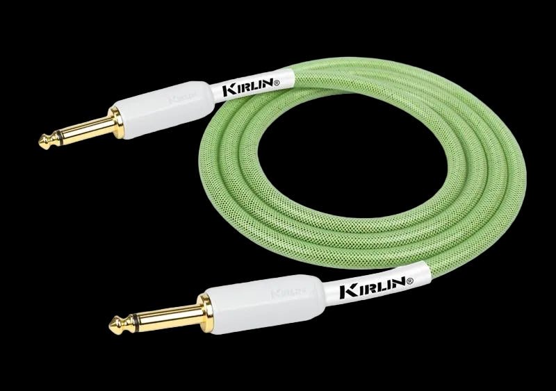 Kirlin IPW201 WEG - GR Fabric Gel 20' Straight Green Guitar Cable - Richards Guitars Of Stratford Upon Avon