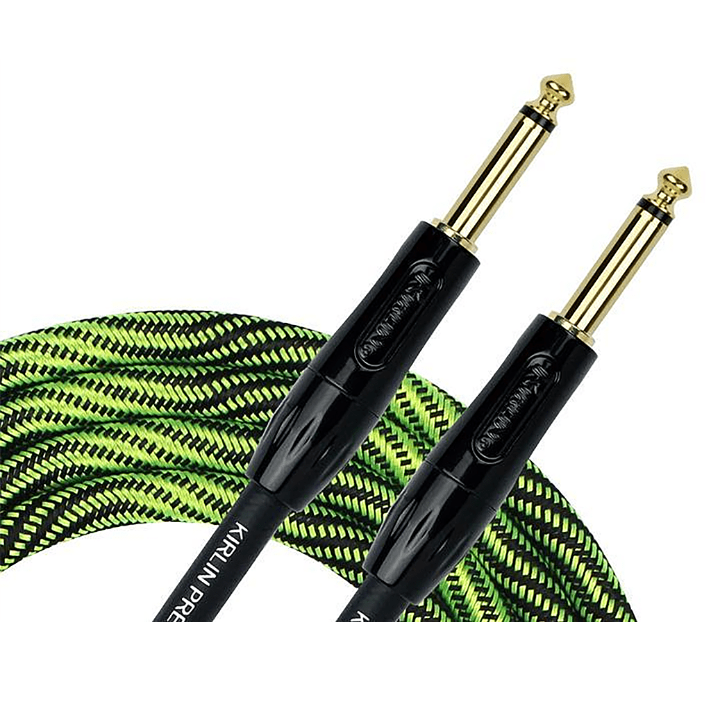 Kirlin Premium Wave Fabric 10' Straight Green Guitar Cable - Richards Guitars Of Stratford Upon Avon