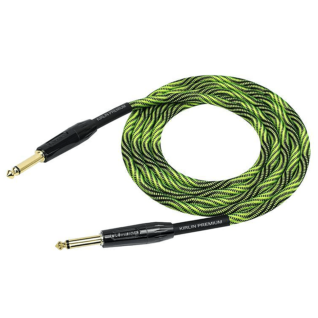 Kirlin Premium Wave Fabric 10' Straight Green Guitar Cable - Richards Guitars Of Stratford Upon Avon