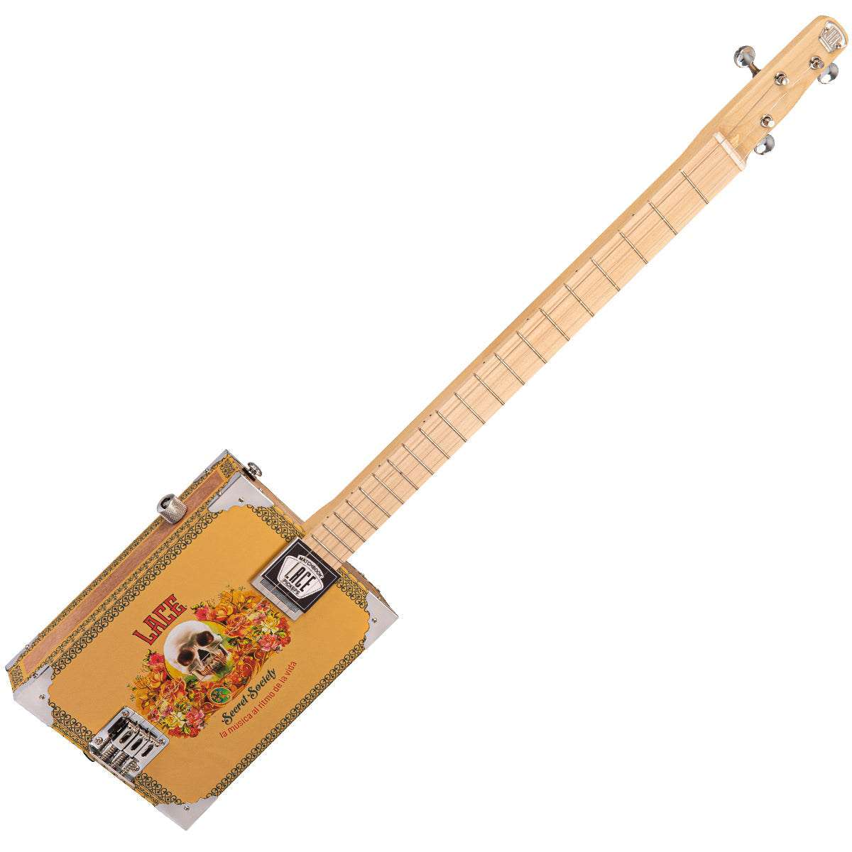 Lace Cigar Box Electric Guitar ~ 3 String ~ Secret Society - Richards Guitars Of Stratford Upon Avon