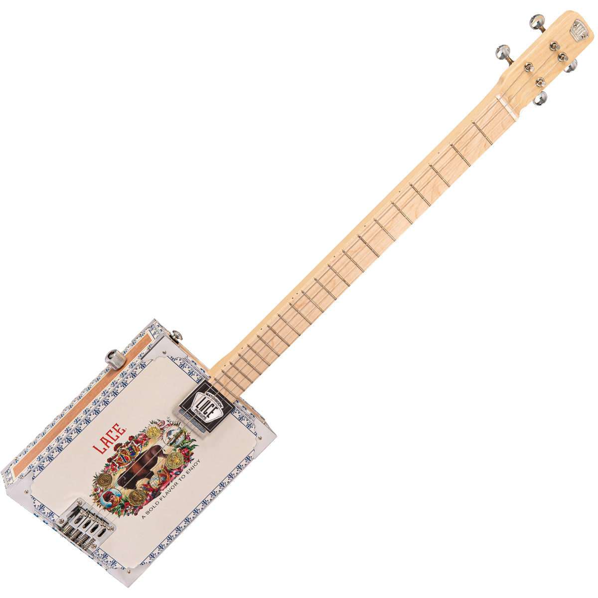 Lace Cigar Box Electric Guitar ~ 4 String ~ Buffalo Bill - Richards Guitars Of Stratford Upon Avon