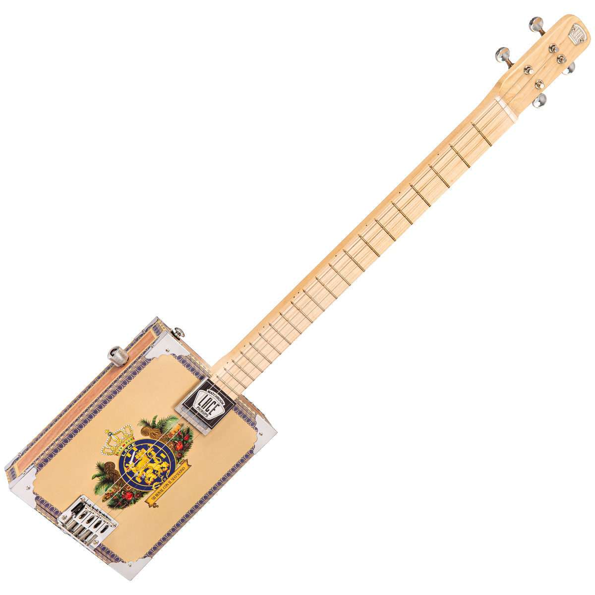 Lace Cigar Box Electric Guitar ~ 4 String ~ Royalty - Richards Guitars Of Stratford Upon Avon