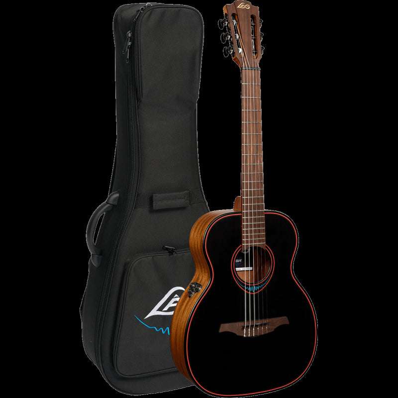 LAG Bluewave Travel TNBW1TE Nylon strung smart travel guitar - Richards Guitars Of Stratford Upon Avon