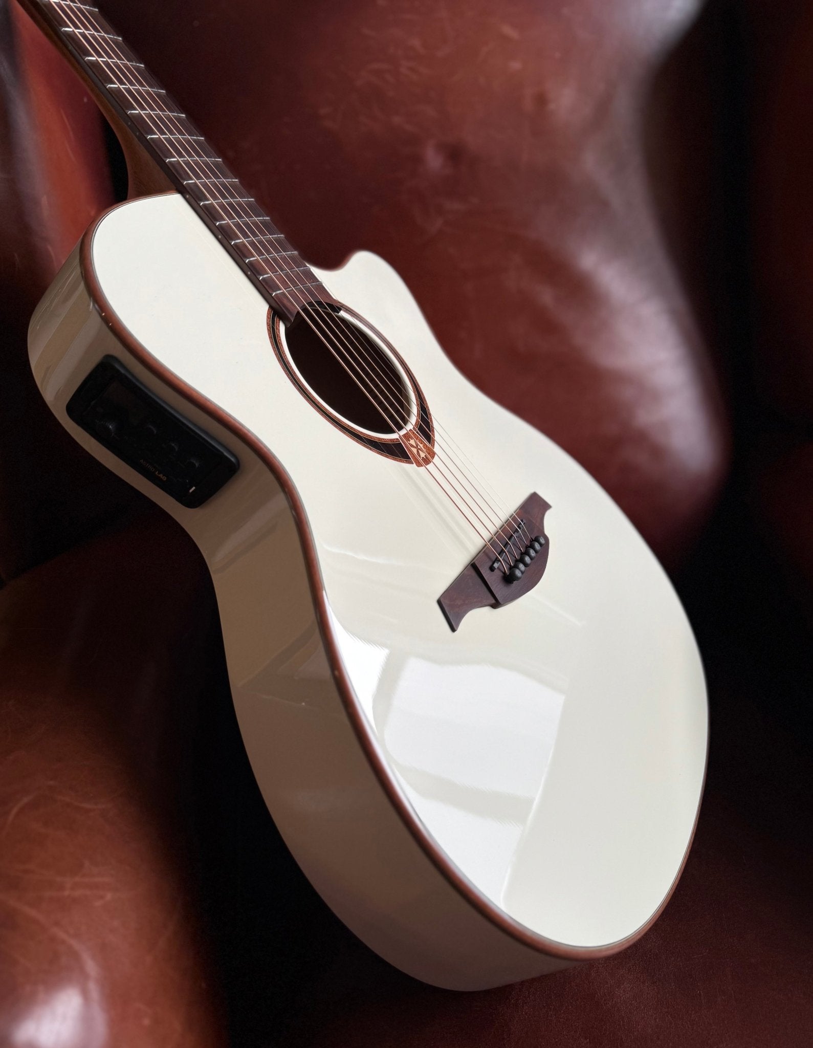 LAG T118 ASCE ivory Grand Auditorium Slimline Electro - Richards Guitars Of Stratford Upon Avon