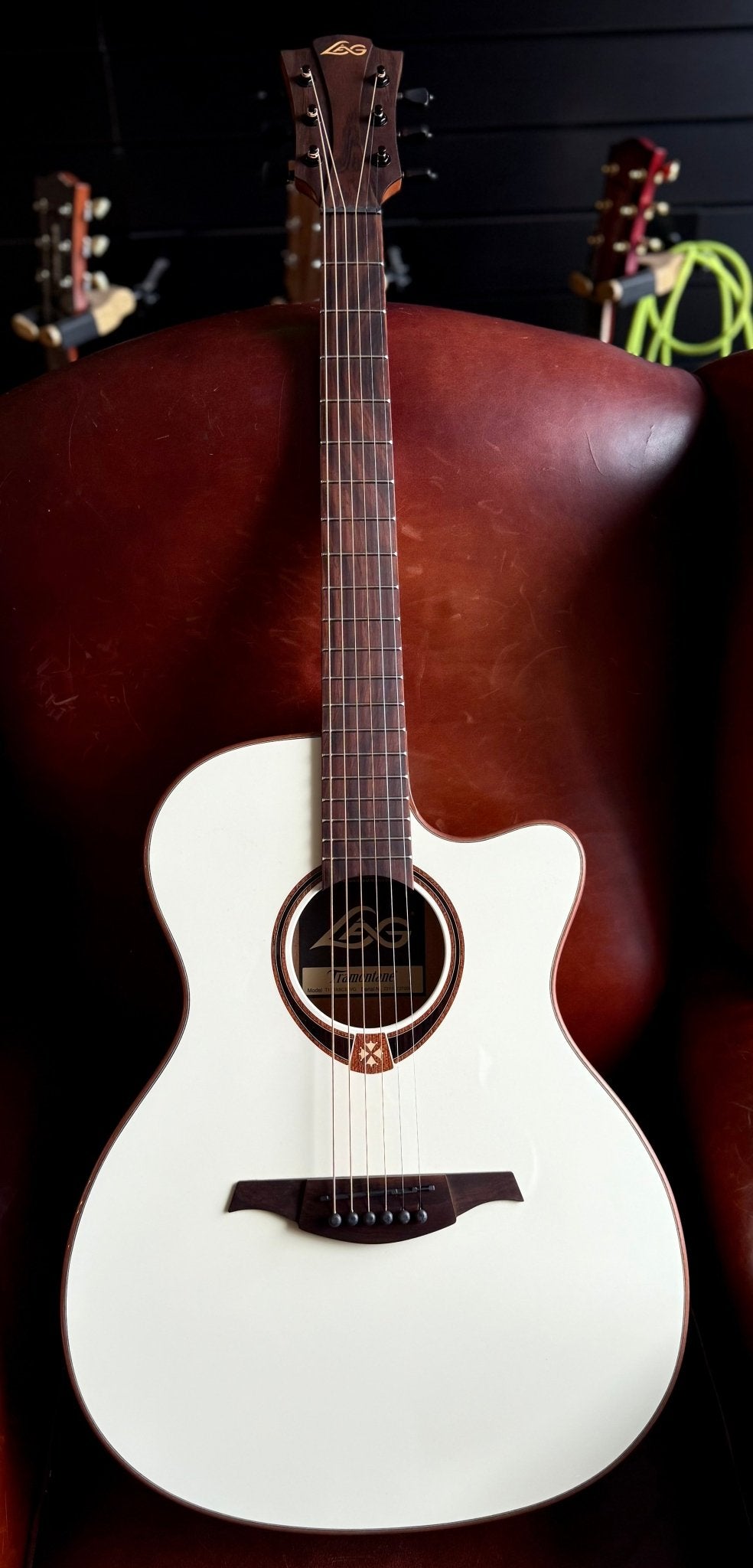 LAG T118 ASCE ivory Grand Auditorium Slimline Electro - Richards Guitars Of Stratford Upon Avon