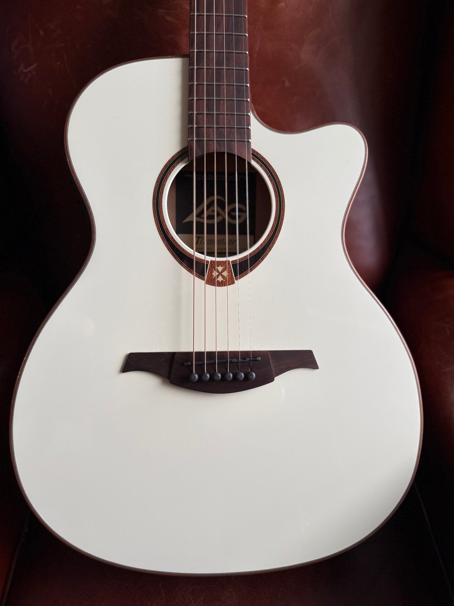 LAG T118 ASCE ivory Grand Auditorium Slimline Electro - Richards Guitars Of Stratford Upon Avon