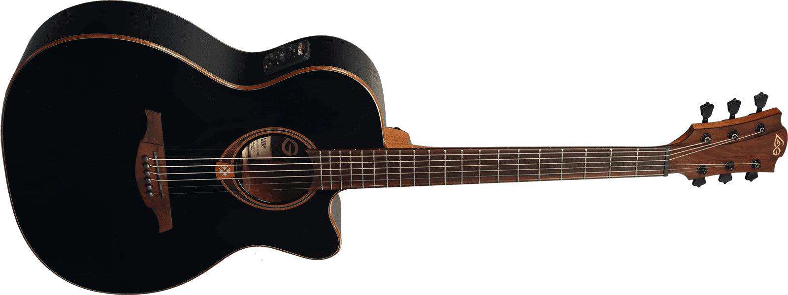 LAG TRAMONTANE 118 T118ACE - BLK AUDITORIUM CUTAWAY ELECTRO BLACK - Richards Guitars Of Stratford Upon Avon