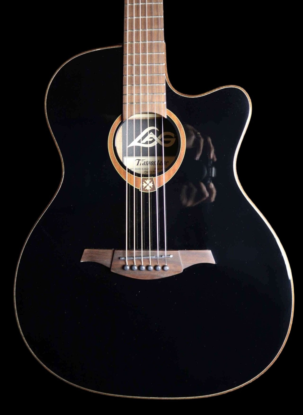 LAG TRAMONTANE 118 T118ASCE - BLK AUDITORIUM SLIM CUTAWAY ELECTRO BLACK - Richards Guitars Of Stratford Upon Avon