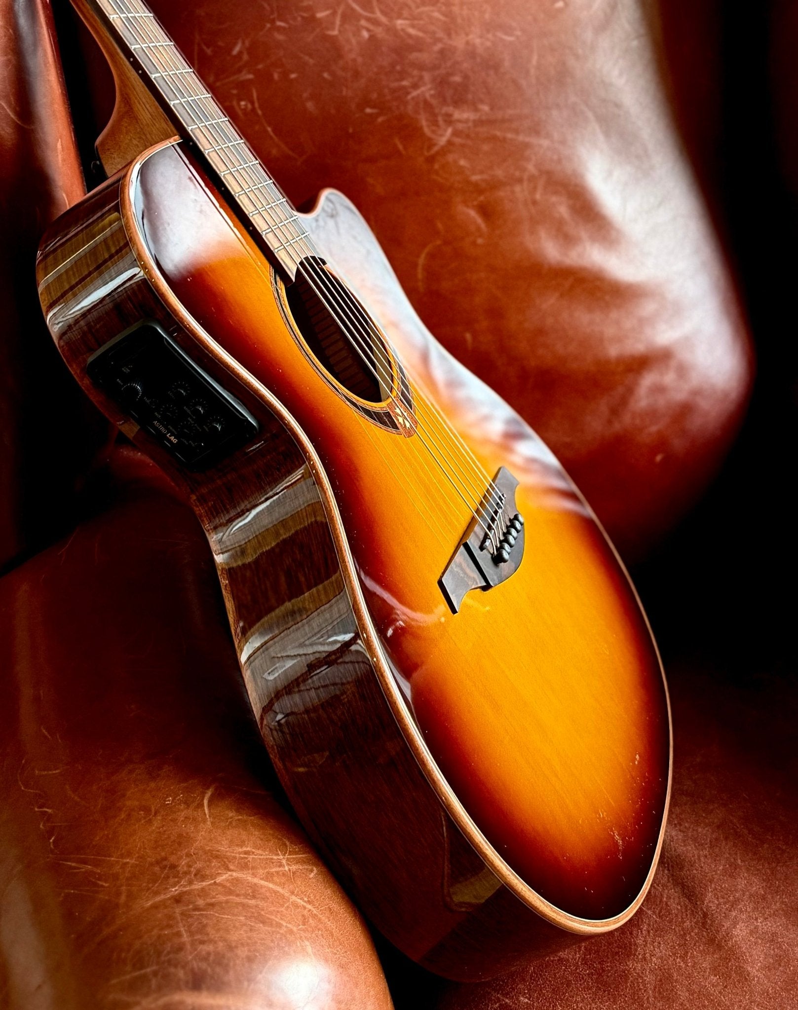 LAG TRAMONTANE 118 T118ASCE - BRS AUDITORIUM SLIM CUT ELECTRO BROWN SHADOWw' £225 Custom Pro Setup Package Included - Richards Guitars Of Stratford Upon Avon