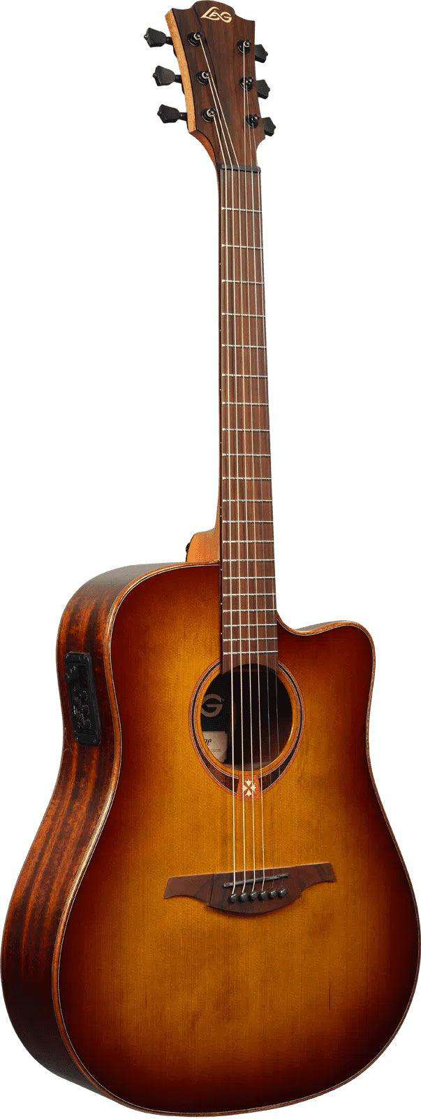 LAG TRAMONTANE 118 T118DCE - BRS DREADNOUGHT CUTAWAY ELECTRO BROWN SHADOW - Richards Guitars Of Stratford Upon Avon