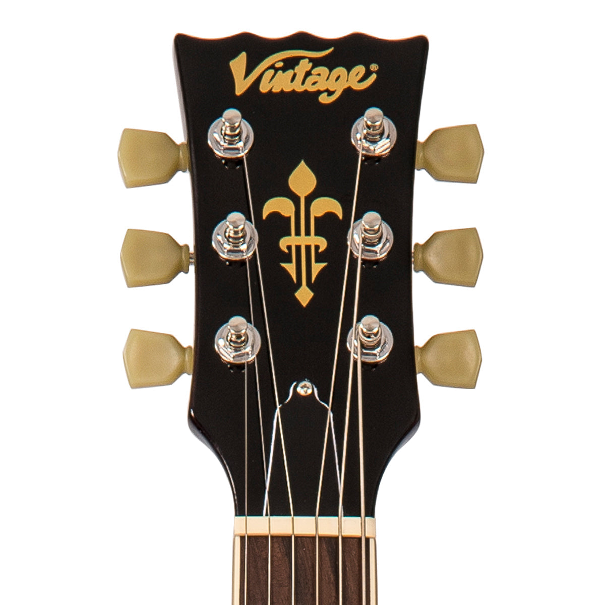 Vintage V100 Reissued Electric Guitar ~ Left Hand Flamed Ice Tea, Left Hand Electric Guitars for sale at Richards Guitars.