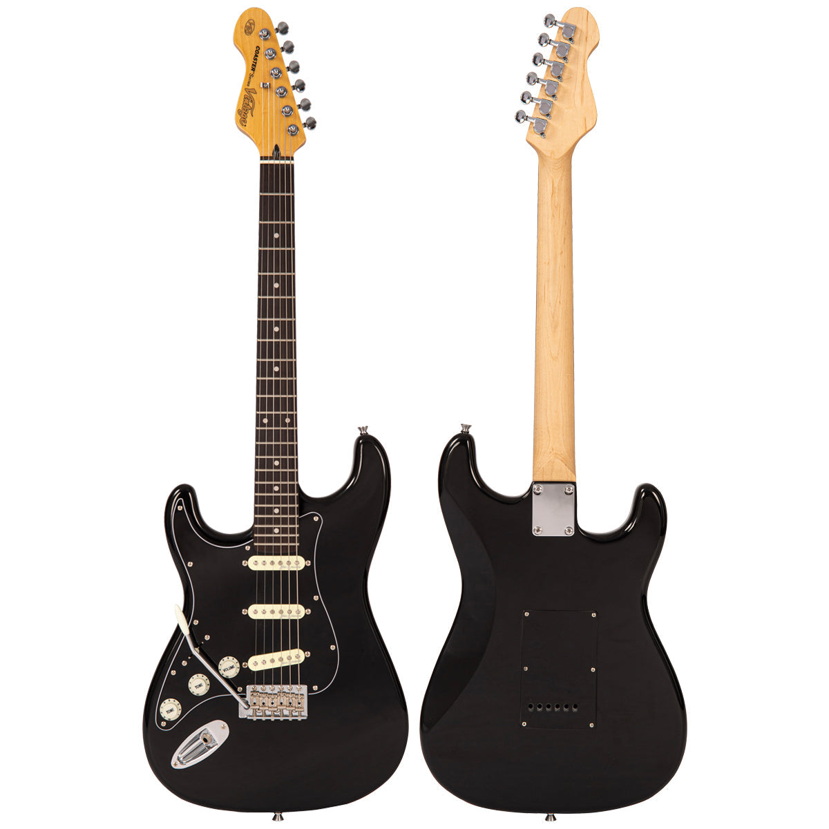 Vintage V60 Coaster Series Electric Guitar Pack ~ Left Hand Boulevard Black, Left Hand Electric Guitars for sale at Richards Guitars.