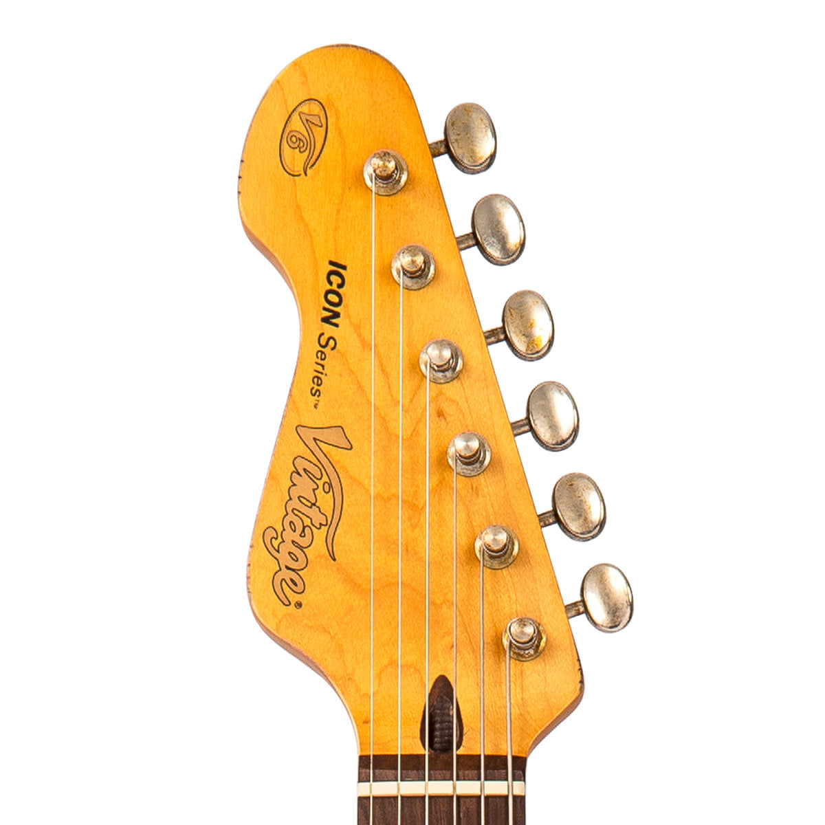 Vintage V6H ICON HSS Electric Guitar ~ Left Hand Distressed Sunburst, Left Hand Electric Guitars for sale at Richards Guitars.