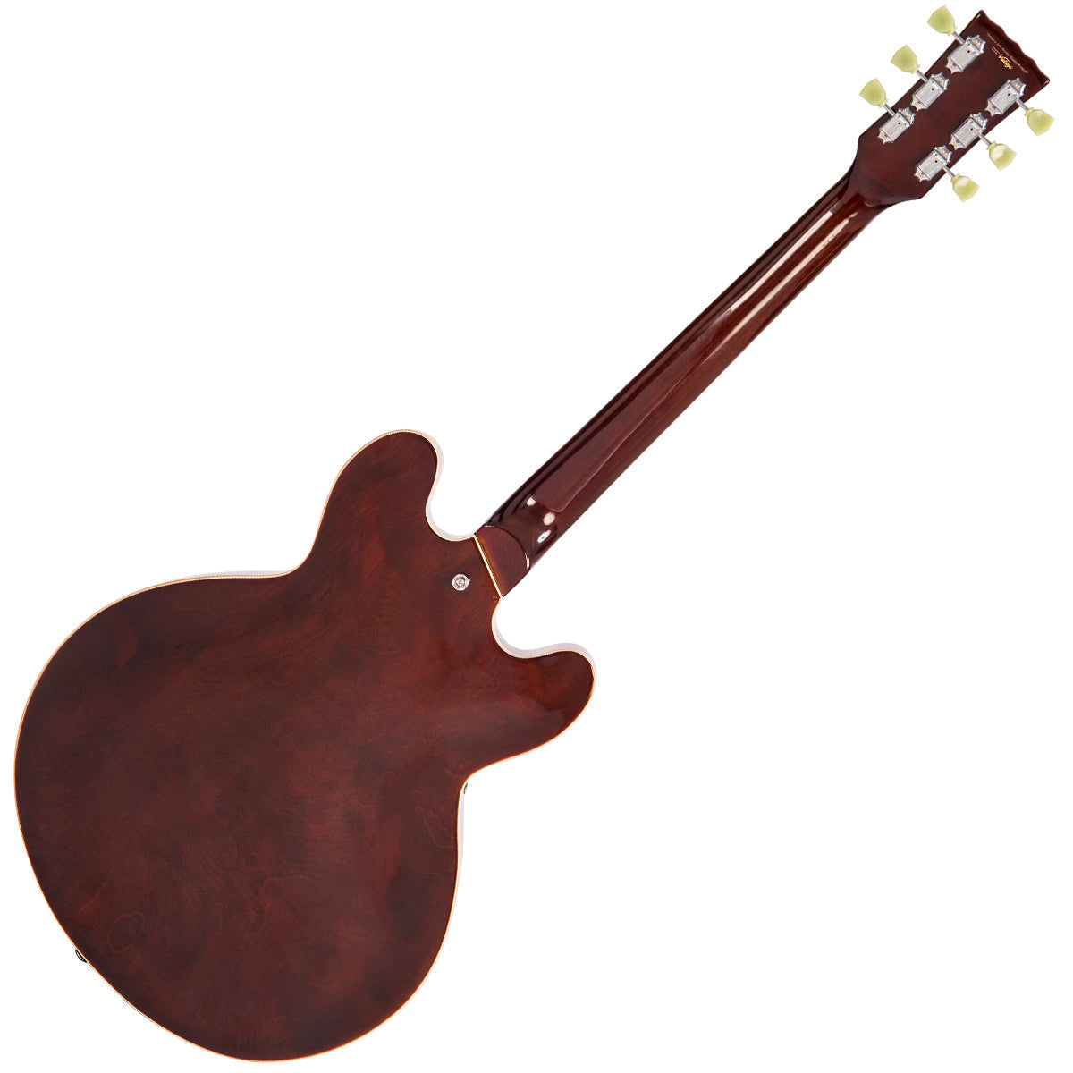 Vintage VSA500 ReIssued Semi Acoustic Guitar ~ Left Hand Natural Walnut, Left Hand Electric Guitars for sale at Richards Guitars.