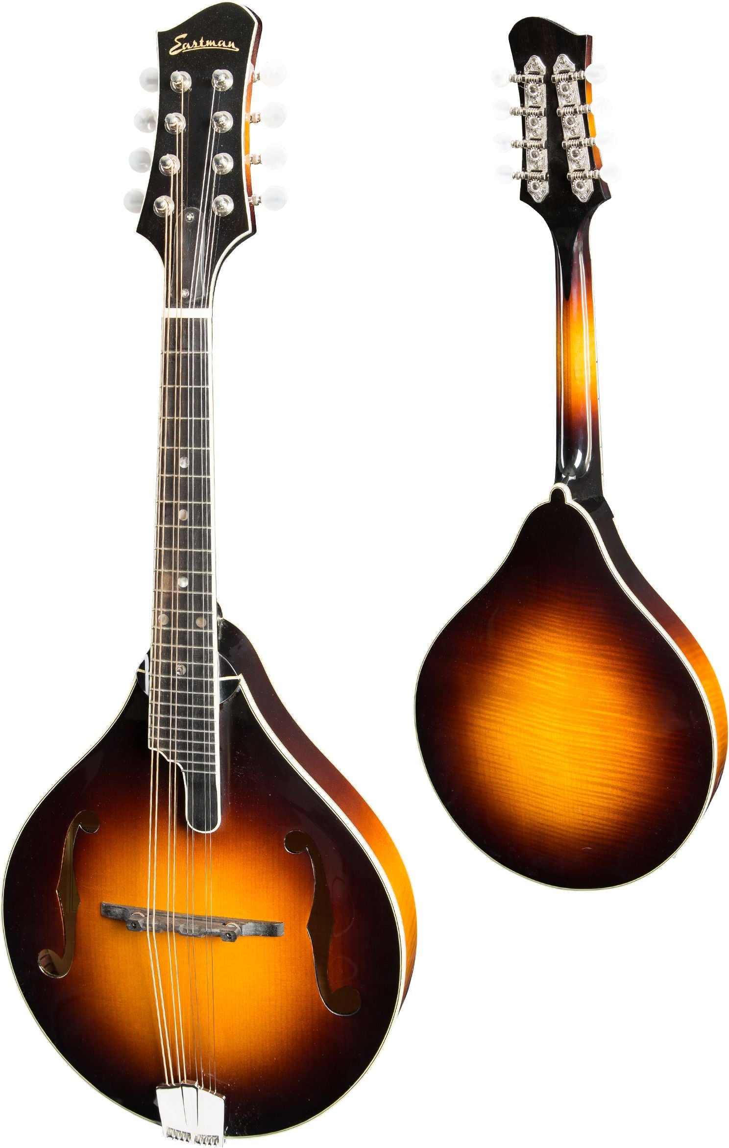 Eastman MD805 A-style F-holes Mandolin Sunburst (Solid Adirondack spruce top, Solid AAA Maple back and sides, w/Case), Mandolin for sale at Richards Guitars.