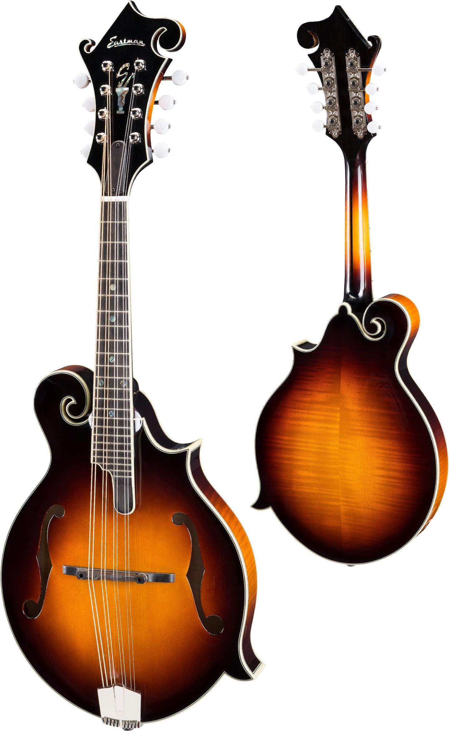 Eastman MD815 F-style F-holes Sunburst Mandolin (Solid Adirondack Spruce top, Solid AAA Maple back and sides, w/Case), Mandolin for sale at Richards Guitars.