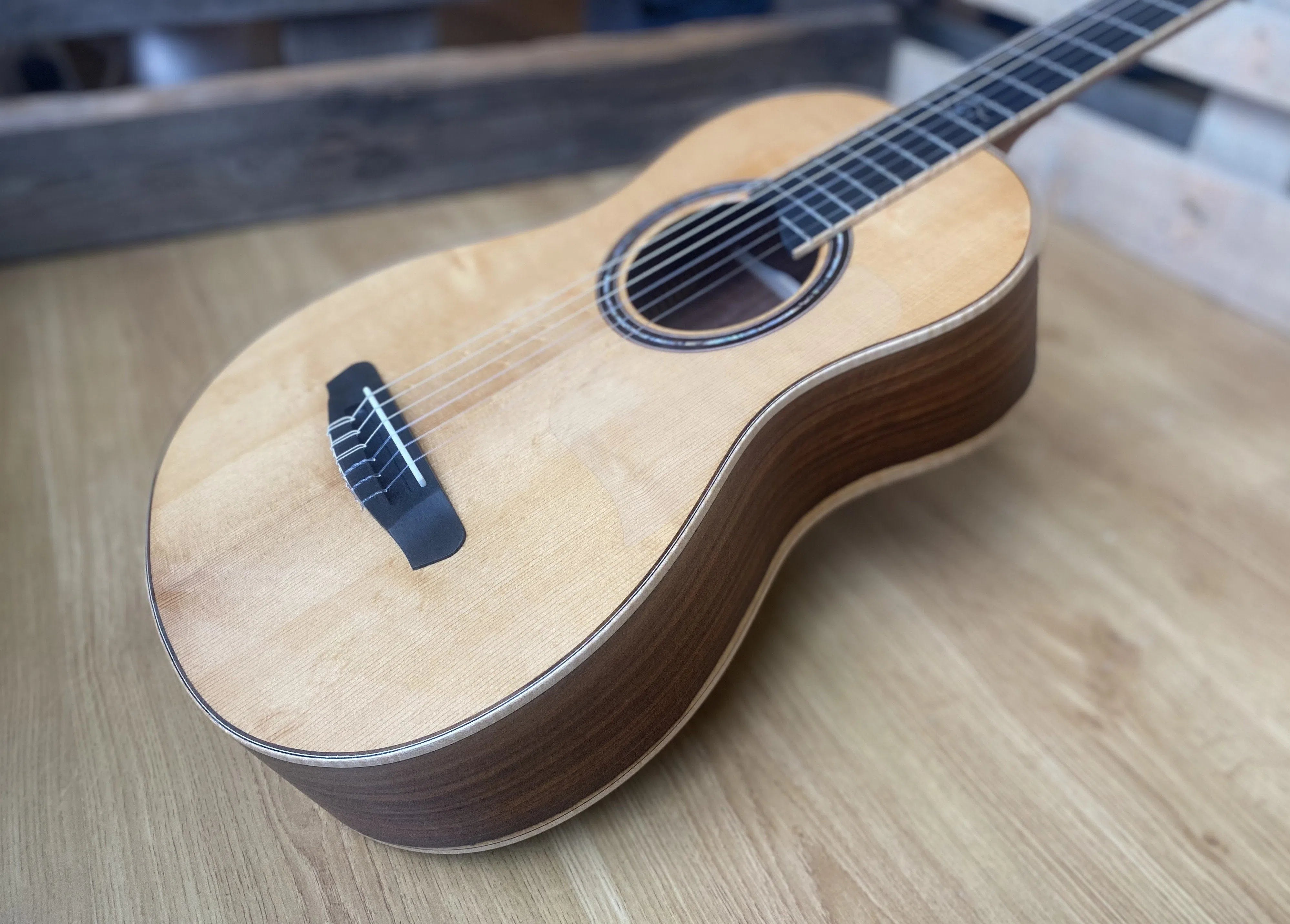 Dowina Granadillo DS BVH Thermo Cured Nylon String Hybrid, Nylon Strung Guitar for sale at Richards Guitars.