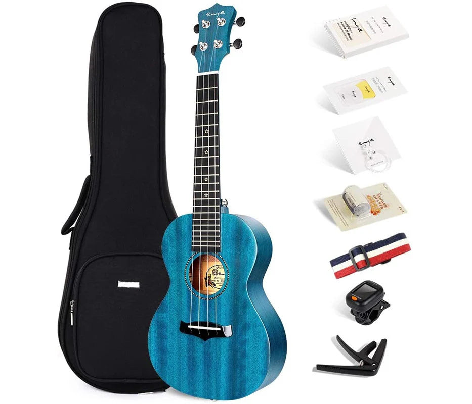 Enya 25D Blue Solid Mahogany, Ukulele for sale at Richards Guitars.