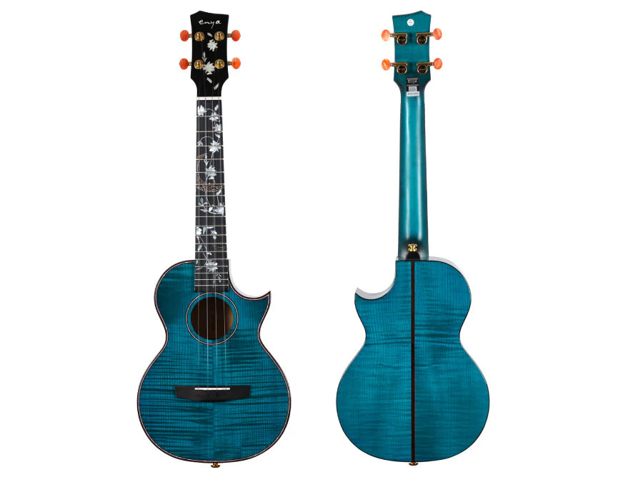 Enya EUT-Flower All solid flame maple, Ukulele for sale at Richards Guitars.