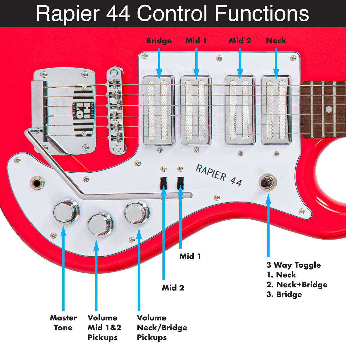 Rapier 44 Electric Guitar ~ Fiesta Red - Richards Guitars Of Stratford Upon Avon