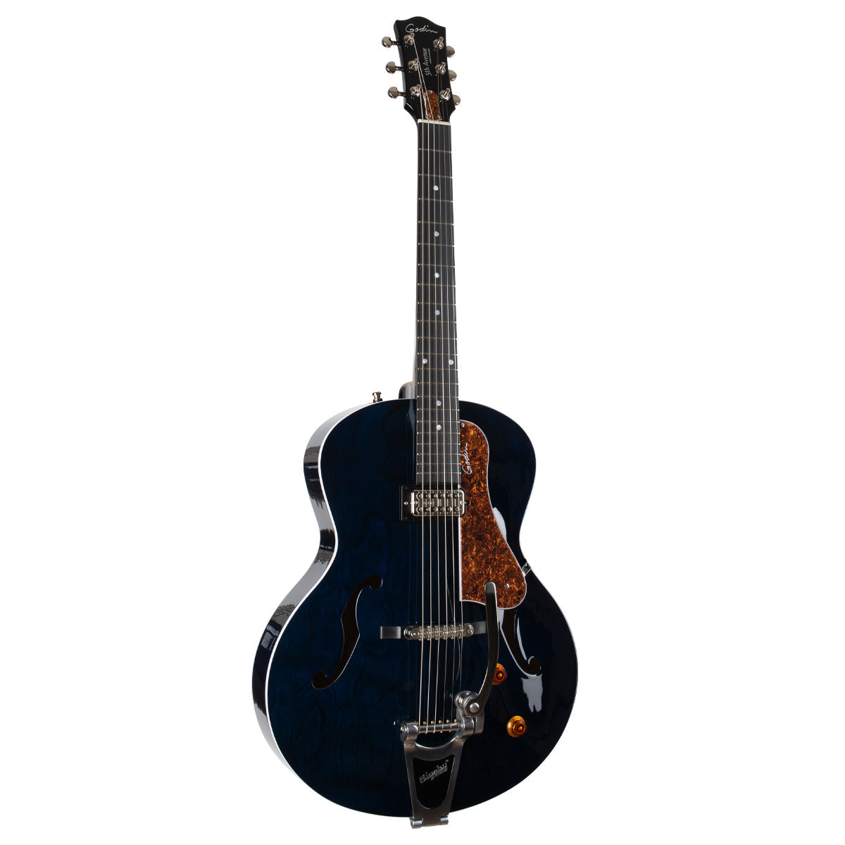 Godin 5th Avenue Semi-Acoustic Guitar ~ Nightclub Indigo Blue, Semi-Acoustic Guitars for sale at Richards Guitars.