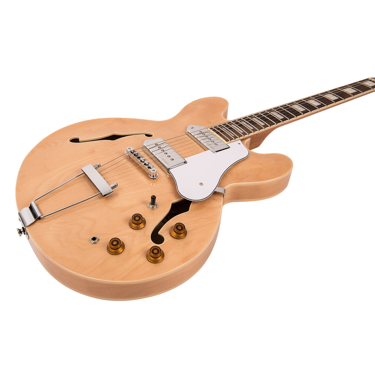 Vintage VSA500P ReIssued Semi Acoustic Guitar ~ Natural Maple, Semi-Acoustic Guitars for sale at Richards Guitars.