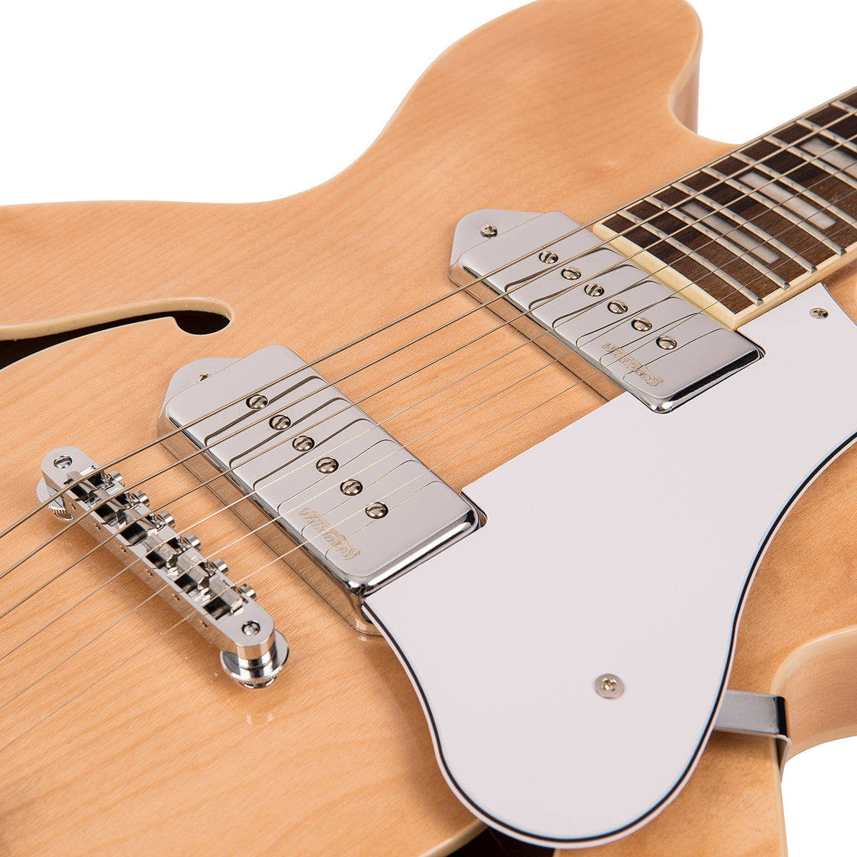 Vintage VSA500P ReIssued Semi Acoustic Guitar ~ Natural Maple, Semi-Acoustic Guitars for sale at Richards Guitars.
