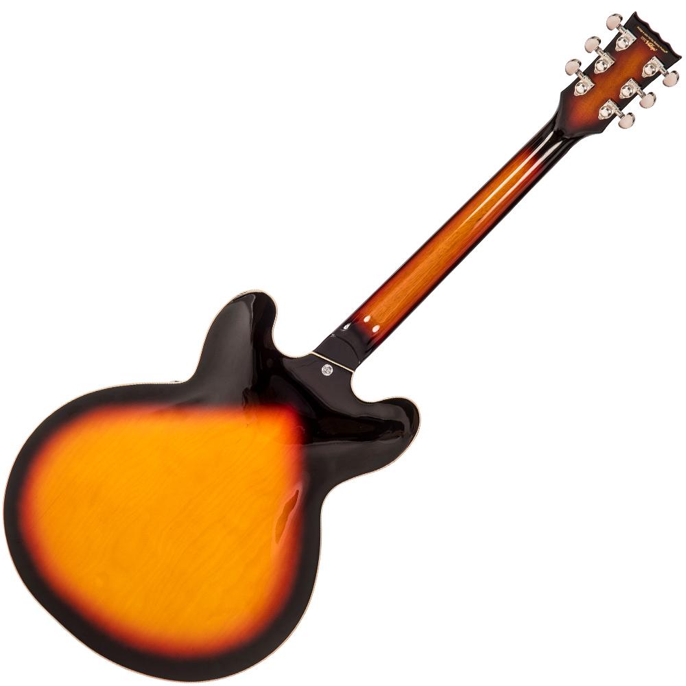 Vintage VSA500P ReIssued Semi Acoustic Guitar ~ Vintage Sunburst, Semi-Acoustic Guitars for sale at Richards Guitars.