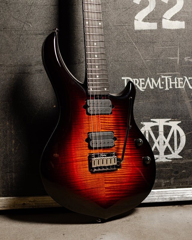 Sterling By Music Man Majesty Dimarzio Flame Maple Tiger Eye - Richards Guitars Of Stratford Upon Avon