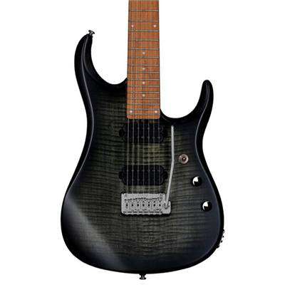 Sterling By Musicman SBMM JP15 7 FLAME TOP MAPLE TRANS BLACK SATIN MN - Richards Guitars Of Stratford Upon Avon