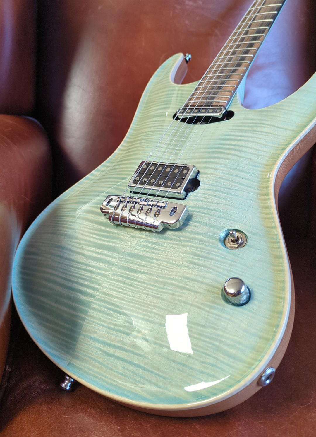 Valenti Nebula Carved HS Ice Blue - Richards Guitars Of Stratford Upon Avon