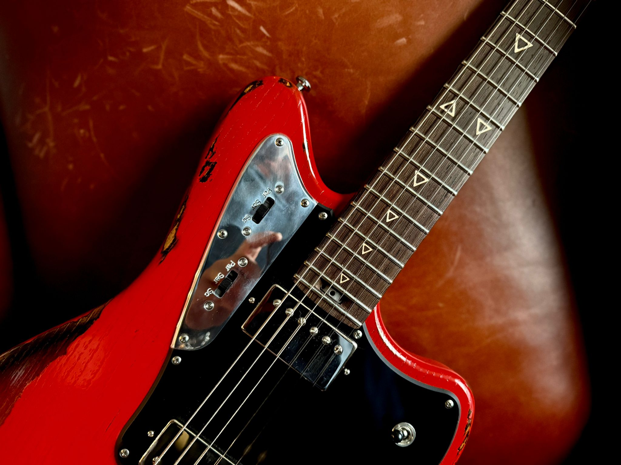 Valiant Jupiter "Dual Coat" Fiesta Red Barhat Distressed - Richards Guitars Of Stratford Upon Avon