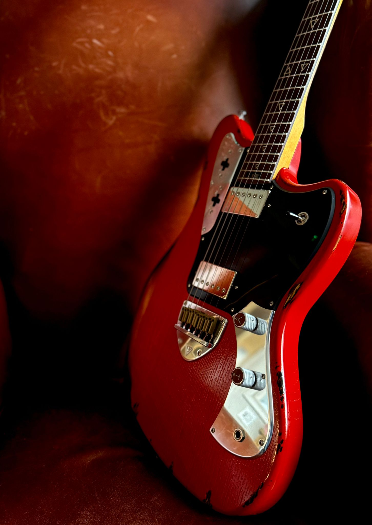 Valiant Jupiter "Dual Coat" Fiesta Red Barhat Distressed - Richards Guitars Of Stratford Upon Avon